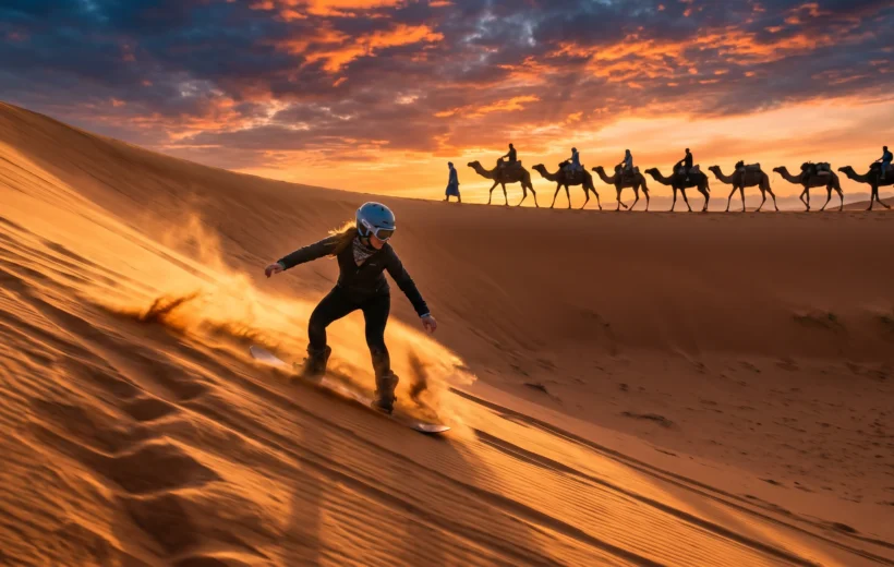Sunset Sandboarding, Camel Ride & BBQ Dinner in Agadir